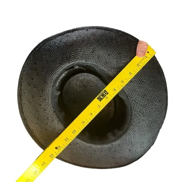 Bohemian (Whittall & Shon) Black Straw Hat with unique Print. - Picture 7 of 9